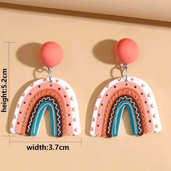 Acrylic rainbow earrings - Picture 4 of 5